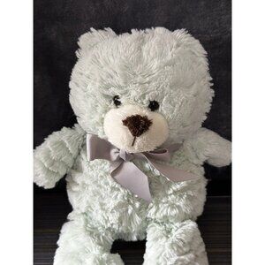 Animal Adventure Mint Green White Teddy Bear Plush 11 Inch Shaggy Green Bow 2017